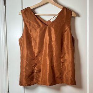 Amanda Smith 90s/Y2K Burnt‎ Orange 100% Silk Tank Blouse 🍁